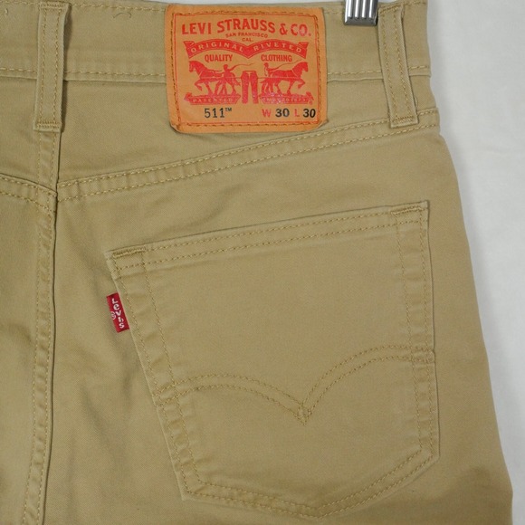 Levi's 511 Jeans Men's Size 30X30 Beige Denim Slim Fit All Seasons Tech - Picture 3 of 9
